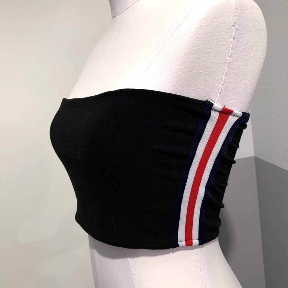 Black Bandeau Top with Stripes
